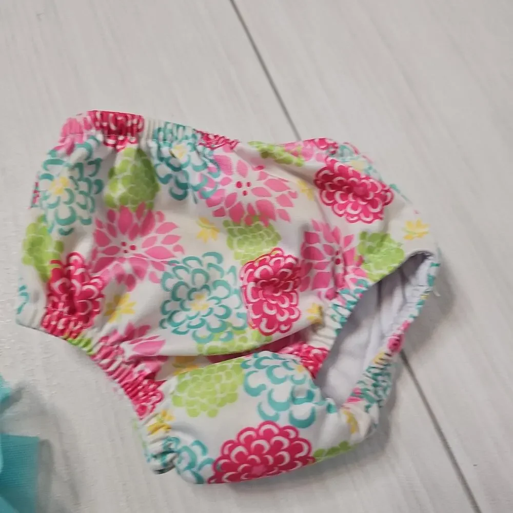 Baby Girl Swimsuit & Swim Diaper Lemon Floral Ruffle Cute 12-18M 24M‎ Beachwear